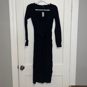 Black Dynamite Bardot Neckline MIDI Sweater Dress. Size P/S